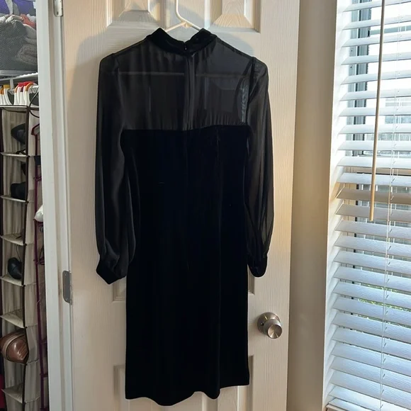 Velvet + sheer cocktail dress. - Picture 2 of 3